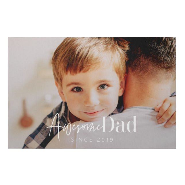 Awesome Dad Since 20XX Modern Simple Elegant Photo Faux Canvas Print (Front)