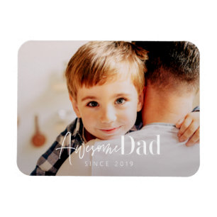 Awesome Dad Since 20XX Modern Simple Elegant Photo Magnet