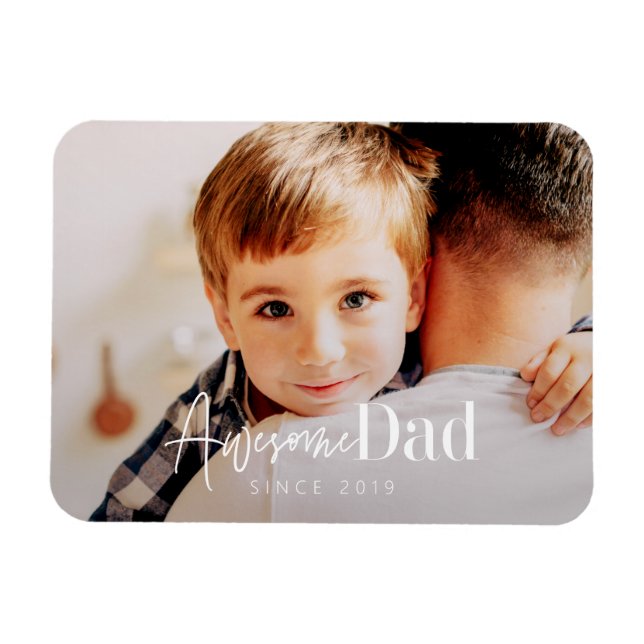Awesome Dad Since 20XX Modern Simple Elegant Photo Magnet (Horizontal)