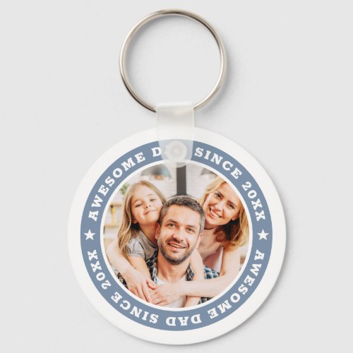 Awesome Dad Since 20XX Modern Simple Photo Keychain