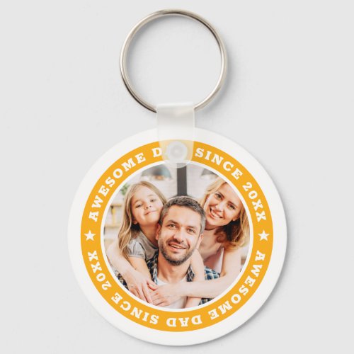 Awesome Dad Since 20XX Modern Simple Photo Keychain