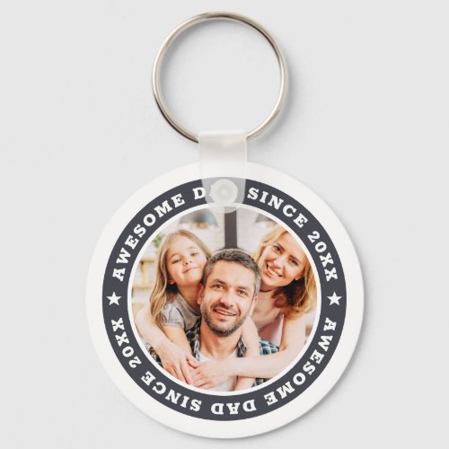 Awesome Dad Since 20XX Modern Simple Photo Keychain