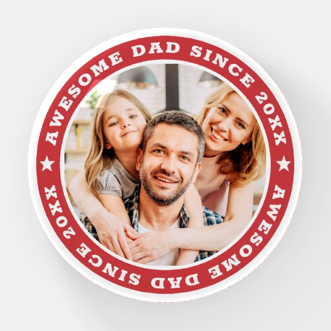 Awesome Dad Since 20XX Modern Simple Photo Paperweight (Front)