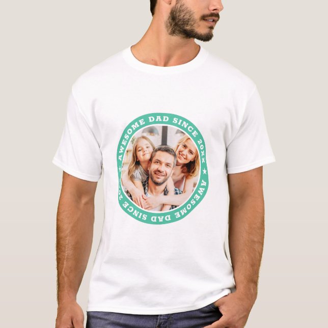 Awesome Dad Since 20XX Modern Simple Photo T-Shirt (Front)