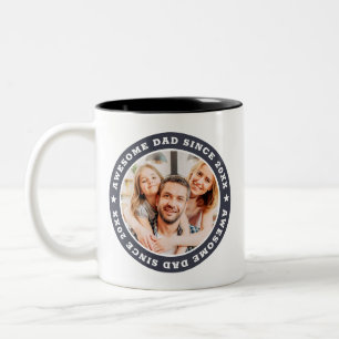 Awesome Dad Since 20XX Modern Simple Photo Two-Tone Coffee Mug