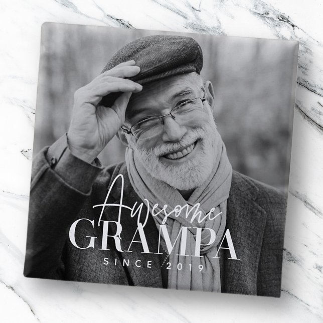 Awesome Dad Since 20XX Simple Elegant Custom Photo Button (Creator Uploaded)