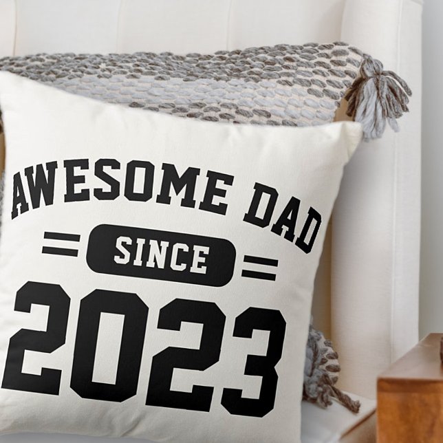 Awesome Dad Since XX Athletic Modern Father's Day Throw Pillow (Creator Uploaded)