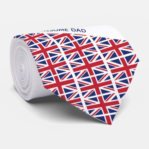 Awesome Dad UNION JACK UK FLAG Monogram  Neck Tie