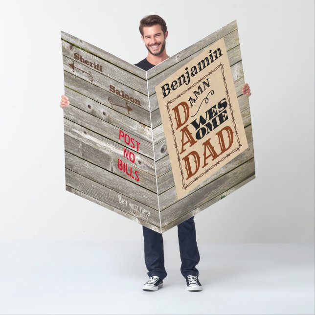 Awesome Dad Western Themed Custom Name Giant Card (In Situ)