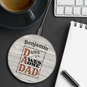 Awesome Dad Western Themed Custom Name Wireless Charger