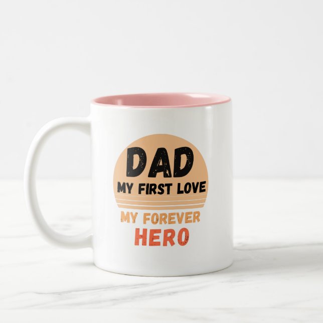 Awesome dad with sunglasses in pink, father's day  Two-Tone coffee mug (Left)