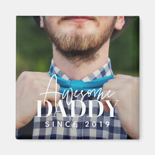 Awesome Daddy Since 20XX Simple Elegant Photo Magnet