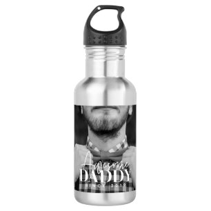 Awesome Daddy Since 20XX Simple Elegant Photo Stainless Steel Water Bottle