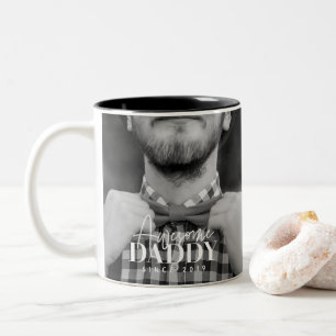 Awesome Daddy Since 20XX Simple Elegant Photo Two-Tone Coffee Mug