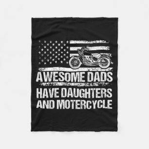 Awesome Dads Have Daughters And Motorcycle Father' Fleece Blanket