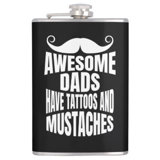 Awesome Dads Have Tattoos Black Flask 8oz