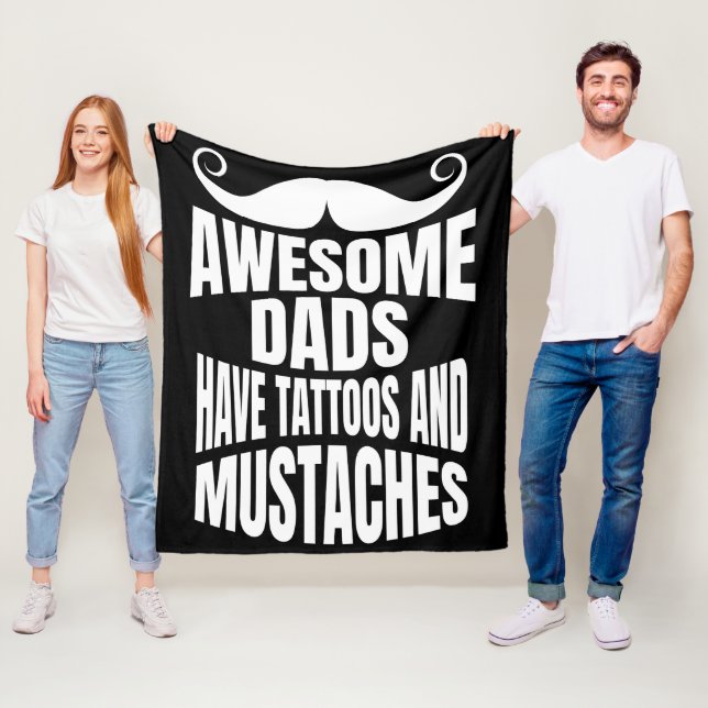 Awesome Dads Have Tattoos Fleece Blankets Black (In Situ)