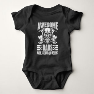 Awesome Dads Tattoo Beard Mustache Inked Father Baby Bodysuit