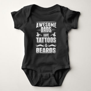 Awesome Dads Tattooed Bearded Mustache Inked Fathe Baby Bodysuit