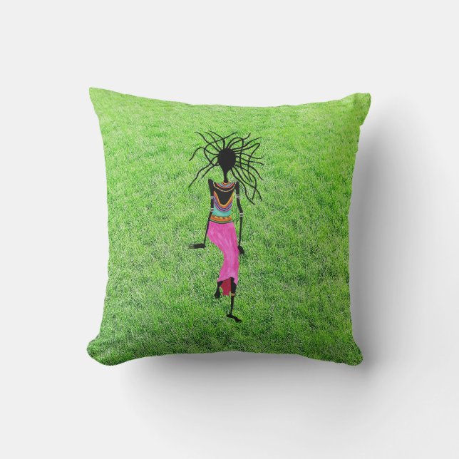Awesome, Dancing on Grass Throw Pillow (Front)