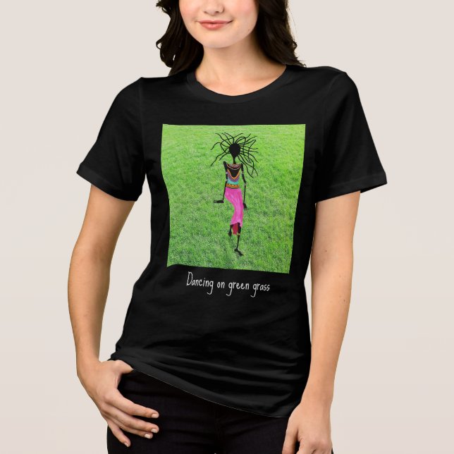 Awesome, Dancing on Green Grass Throw Pillow Tri-Blend Shirt (Front)