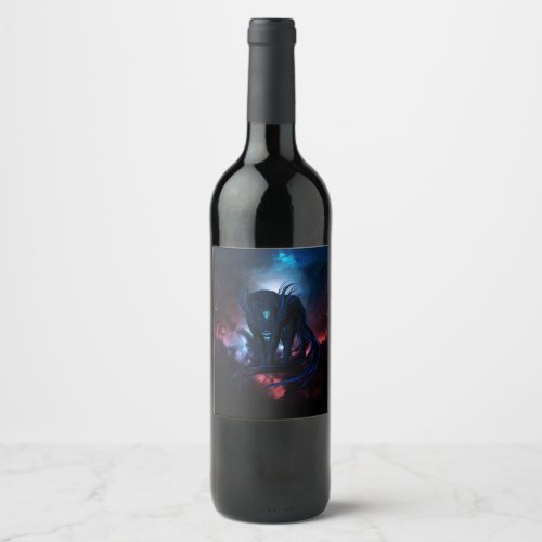 Awesome dark fantasy wolves wine label