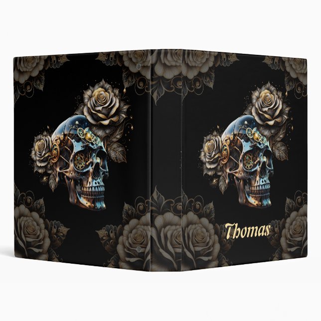 Awesome dark steampunk skull  3 ring binder (Background)