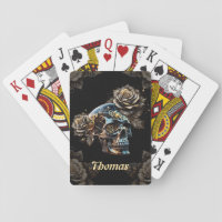 Awesome dark steampunk skull  playing cards