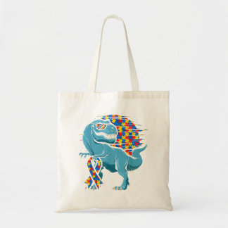 Awesome Dinosaur Puzzle Piece T Shirt Autism Aware Tote Bag