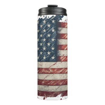 Awesome Distressed American Flag Patriotic Thermal Tumbler by FUNNSTUFF4U at Zazzle