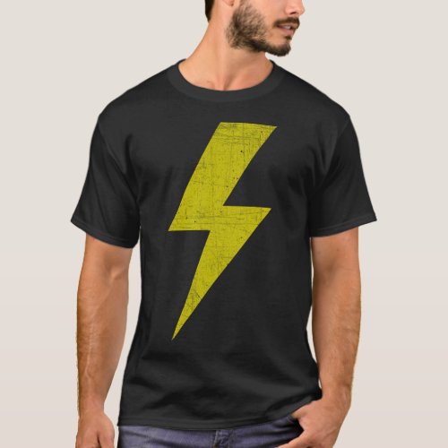 Awesome Distressed Front  Back Yellow Lightning B T_Shirt