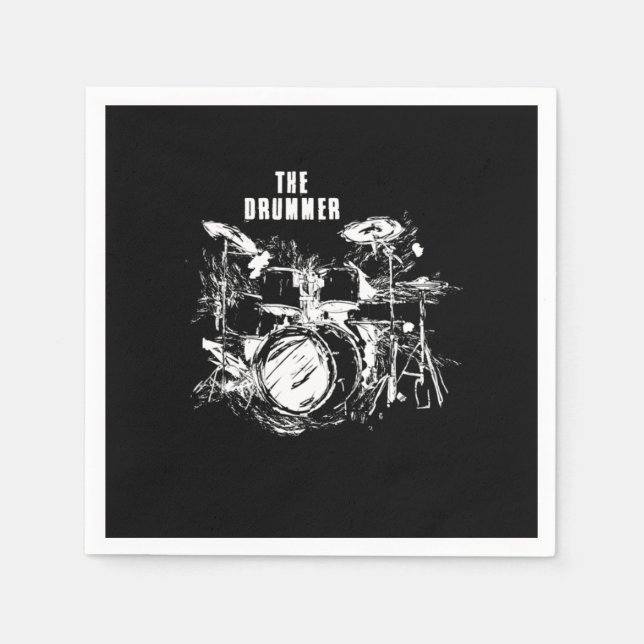 Awesome Distressed The Drummer Graphic Percussioni Napkins (Front)