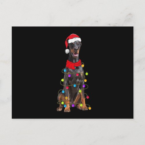 Awesome Doberman Dog Christmas Lights Dog Lover Postcard