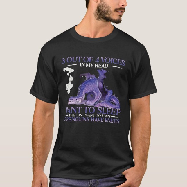 Awesome Dragon 3 Out Of 4 Voices In My Head Want T T-Shirt (Front)