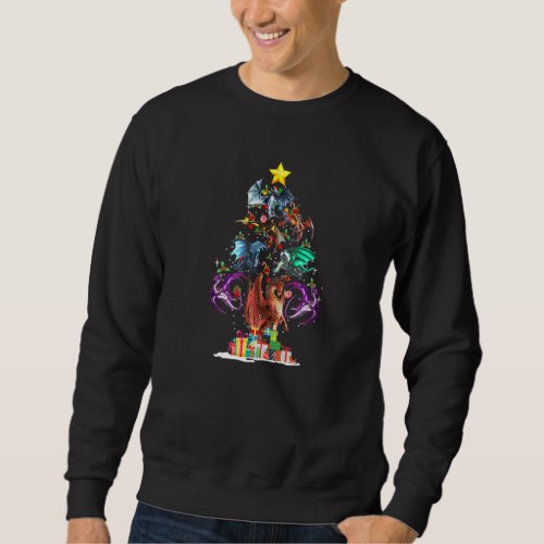 Awesome Dragon Christmas Tree Dragon Lover Mythica Sweatshirt