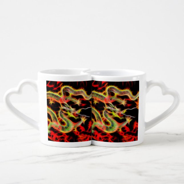 Awesome Dragon Fire on Lucky Energy Coffee Mug Set (Back Nesting)