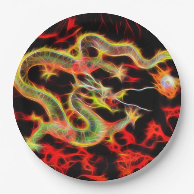 Awesome Dragon Fire on Lucky Energy Paper Plates (Front)