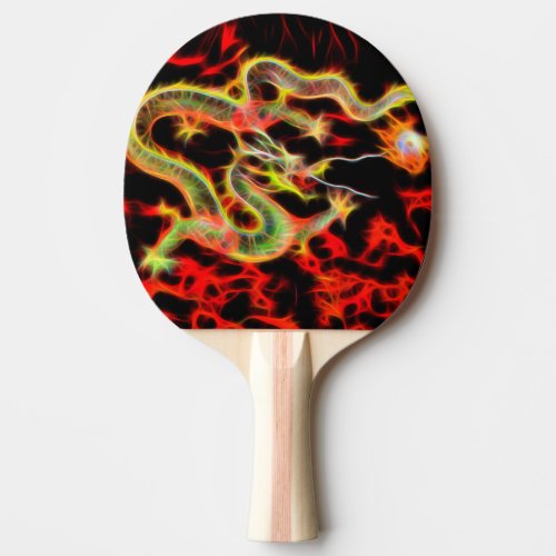 Awesome Dragon Fire on Lucky Energy Ping Pong Paddle