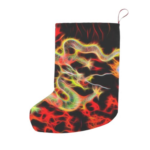Awesome Dragon Fire on Lucky Energy Small Christmas Stocking