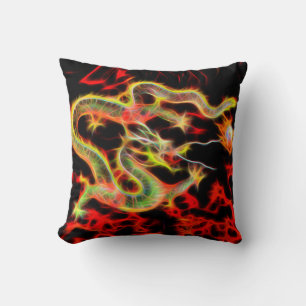 Awesome Dragon Fire on Lucky Energy Throw Pillow