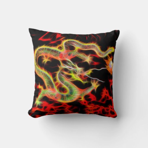 Awesome Dragon Fire on Lucky Energy Throw Pillow