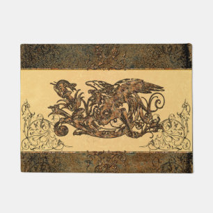 Awesome dragon made of rusty metal doormat