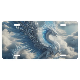 Awesome Dragon Surrounded by Clouds  License Plate