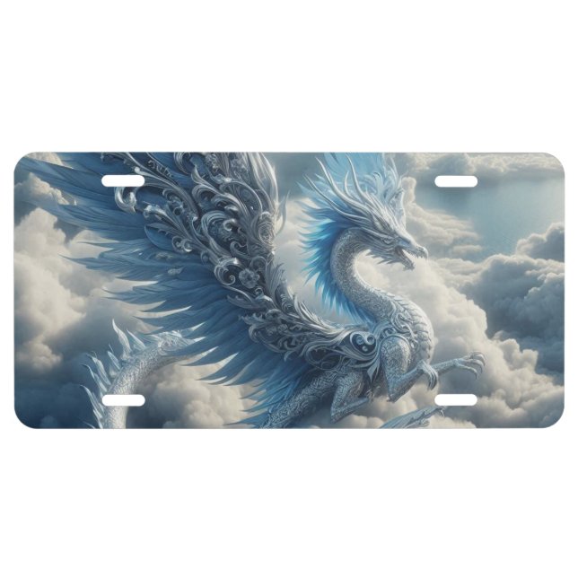 Awesome Dragon Surrounded by Clouds  License Plate (Front)