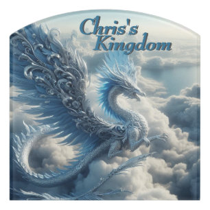 Awesome  Dragon Surrounded by Clouds Name Door Sign