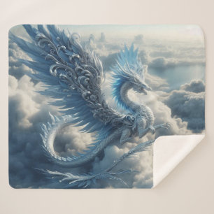 Awesome Dragon Surrounded by Clouds  Sherpa Blanket