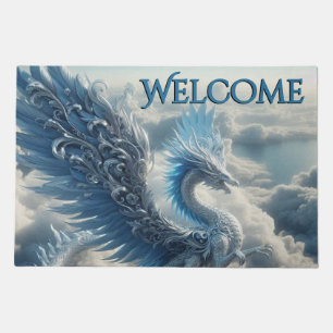 Awesome Dragon Surrounded by Clouds Welcome Doormat
