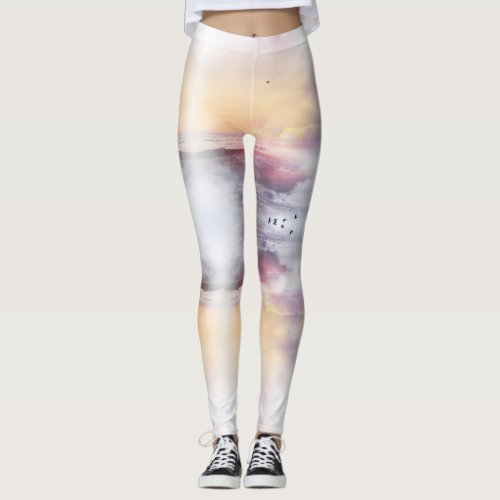 Awesome Dreamy Ocean Sea Sunset Clouds Leggings