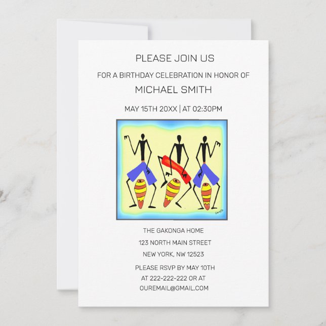 Awesome Drumming and Celebration Birthday  Invitation (Front)