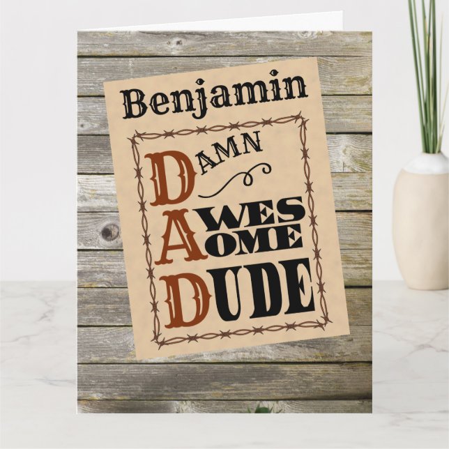 Awesome Dude Western Themed Custom Name Card (Front)